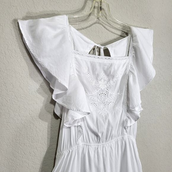 Old Navy Mini Dress Womens Medium White Casual Summer Sundress Girly Ruf… - Picture 10 of 13